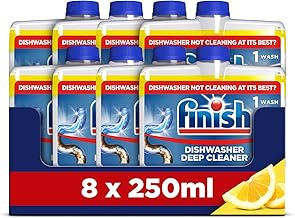 Finish, Dishwasher Cleaner, Lemon Scent, 2.0L (250ml x 8 pck), Removes Grease, Limescale and Dissolves Clogs, Fights Odour for a Cleaner Hygienic Dishwasher Machine