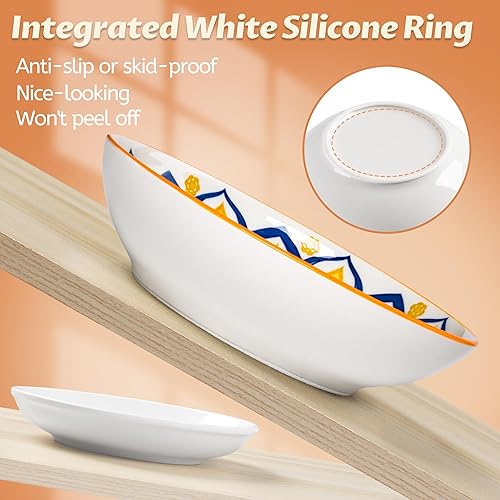 Miniatura 2 de Cuencos para gatos Kitwinney, juego de tazón de comida para gatos de cerámica con anillo de silicona, platos para gatos antideslizantes o lindos