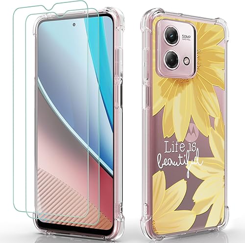 Osophter Funda para Moto G Stylus 4G 2023 funda de goma TPU flexible con protector de pantalla para Motorola Moto G Stylus 2023 (flor de sol grande)