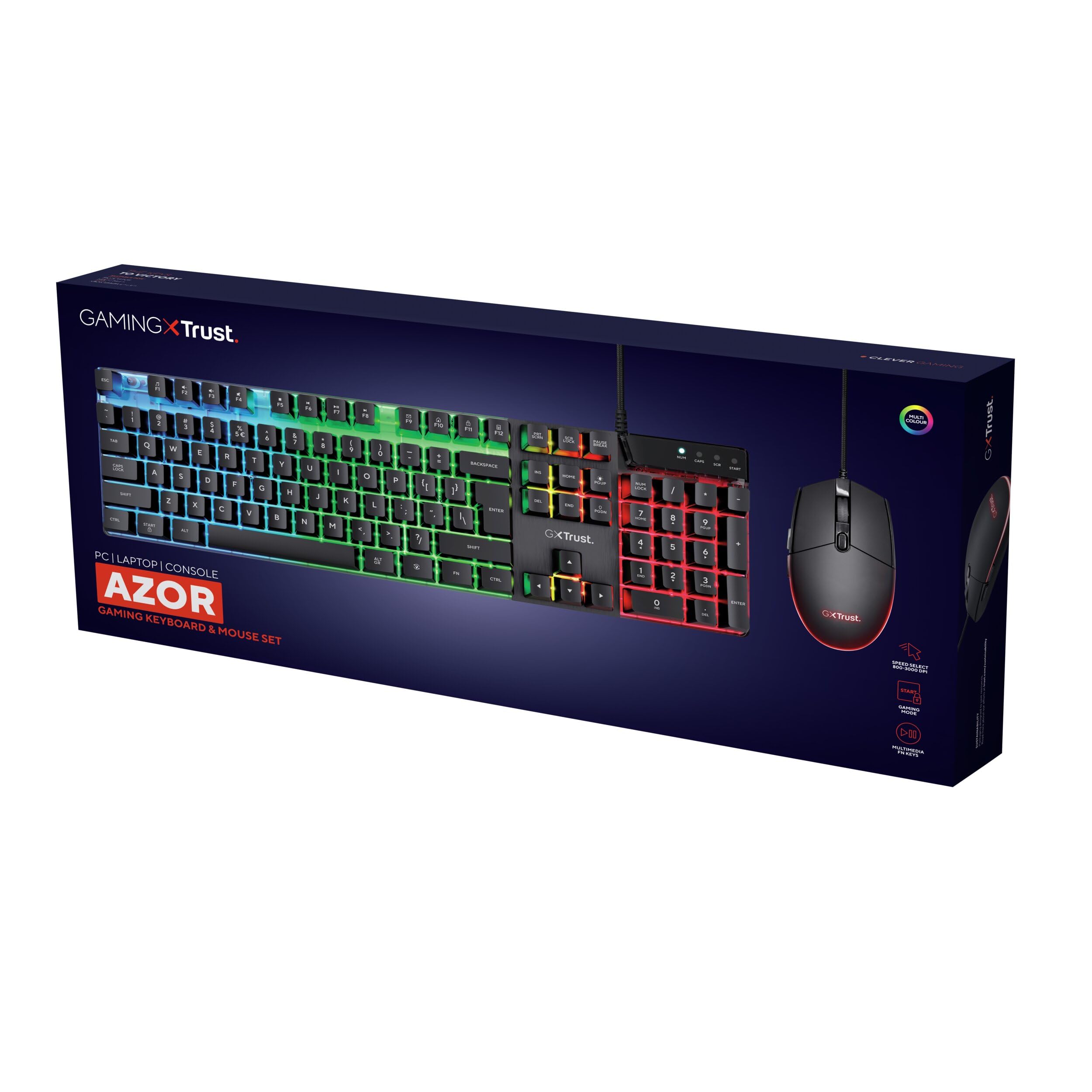GXTrust 838 Azor Teclado Gaming y Ratón con Cable QWERTY Español, Iluminación LED, 800-3000 dpi, Anti-Ghosting, Pack Gamer para Juegos Windows Mac PC Ordenador Portátil - Negro — view 14