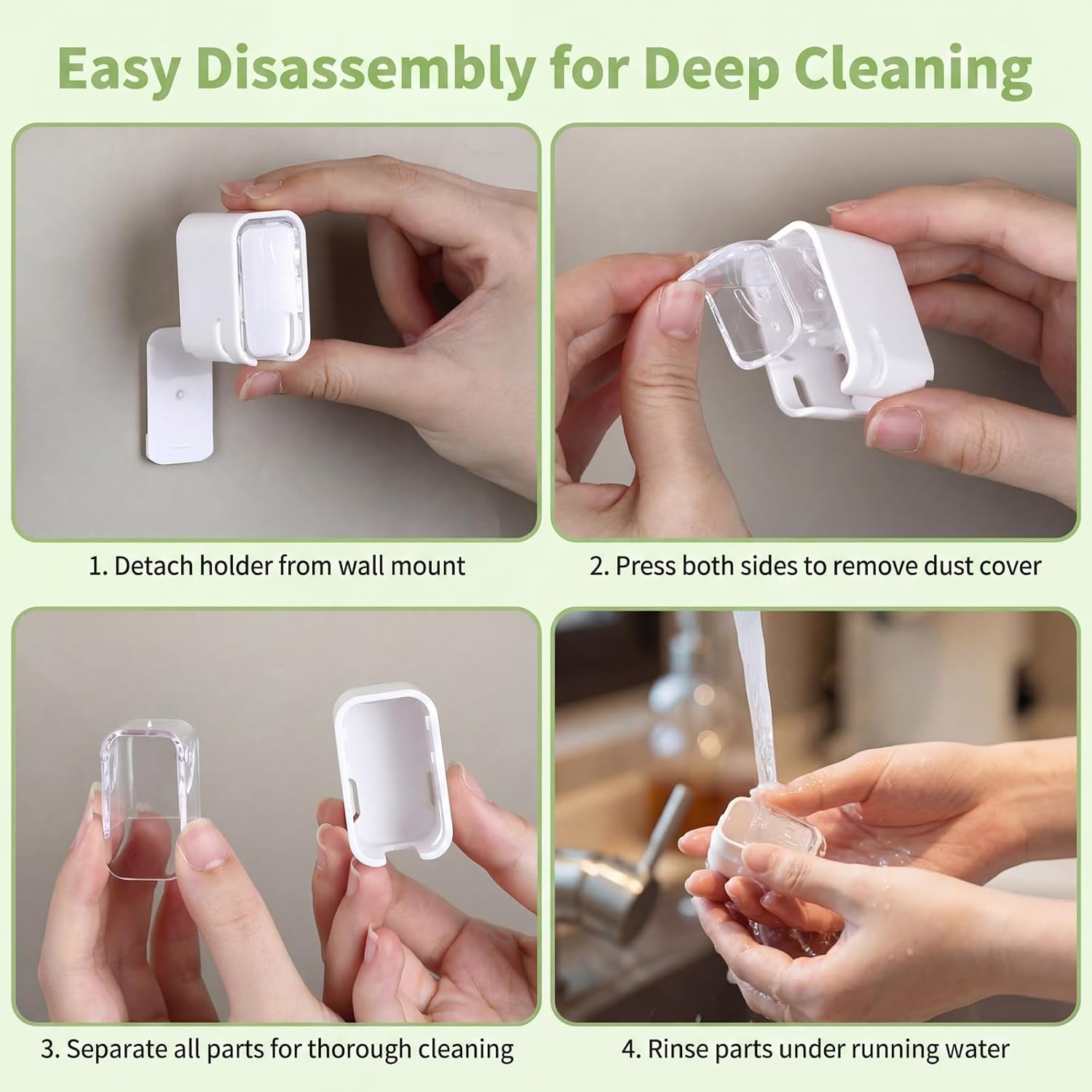 2PCS Toothbrush Wall Mount for Shower Clear Self Adhesive Toothbrush Holder Hanging Innovation Single Slot Design Wall Hanging Toothbrush-Holder with Cover for Bathroom Family Travel