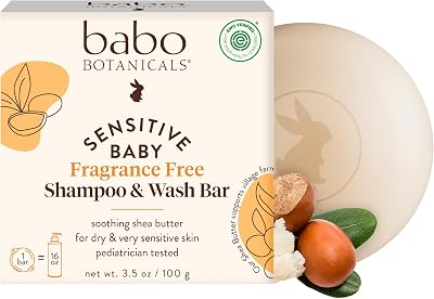 Babo Botanicals Sensitive Baby fragrance free 2 in 1 shampoo and wash bar