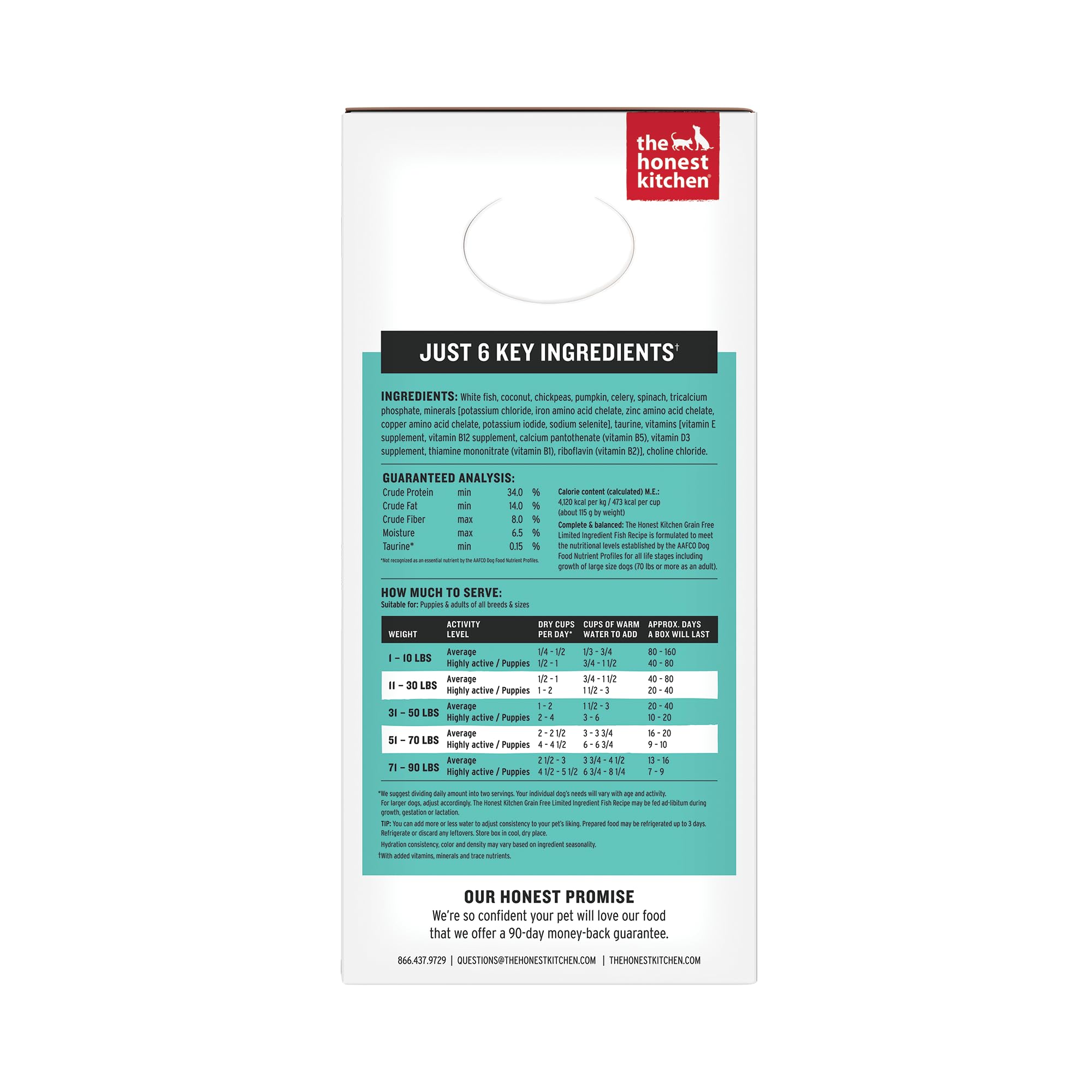 The Honest Kitchen Comida deshidratada para perros con ingredientes limitados - Comida completa o relleno de comida para perros - Pescado de 4,5 kg (18,1 kg)