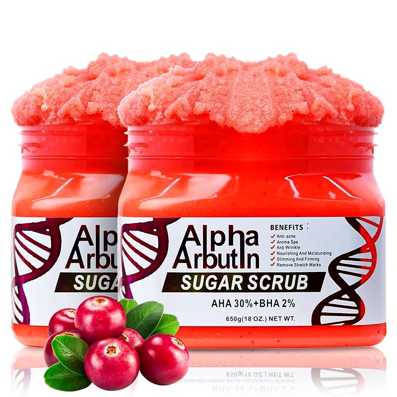 Esfoliante corporal de açúcar com Alpha Arbutin, AHA + BHA, 510 g