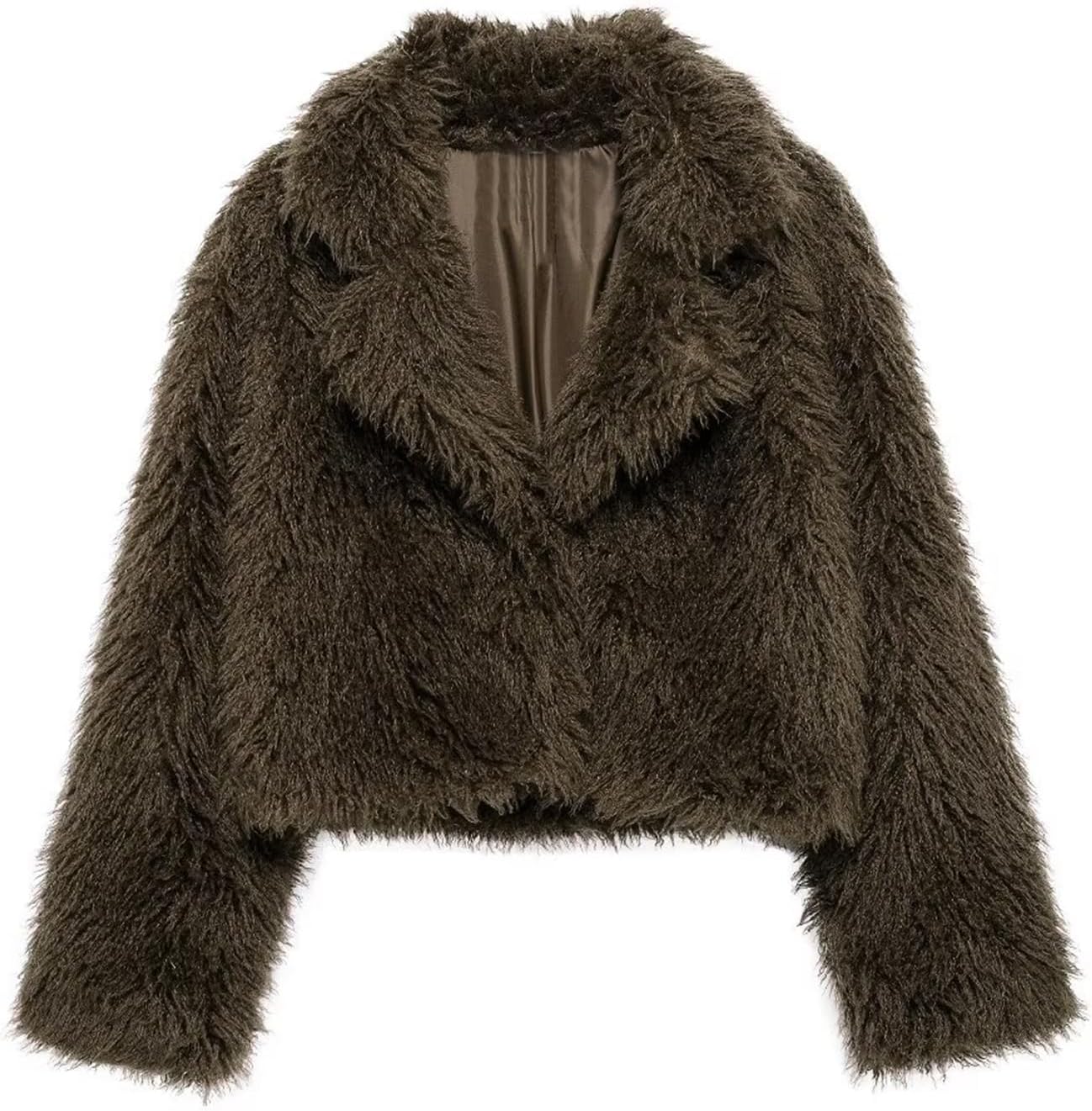 Wyeysyt Womens Faux Fur Coat Cropped Lapel Fluffy Fur Jacket Long Sleeve Open Front Shaggy Fuzzy Outerwear - Image 5