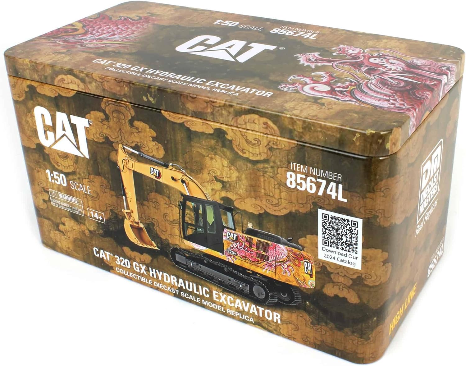Diecast Masters 1/50 CAT 320 GX Hydraulic Excavator, Dragon Totem Decoration 85674L