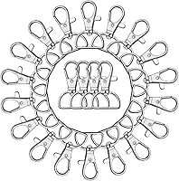 Vista 8 de Ganchos Giratorios con Mosquetón, Anezus 80 Piezas Ganchos de Clip para Llavero, Clip de Anillo en D Hardware para Cordón para Hacer Llaveros, Hacer