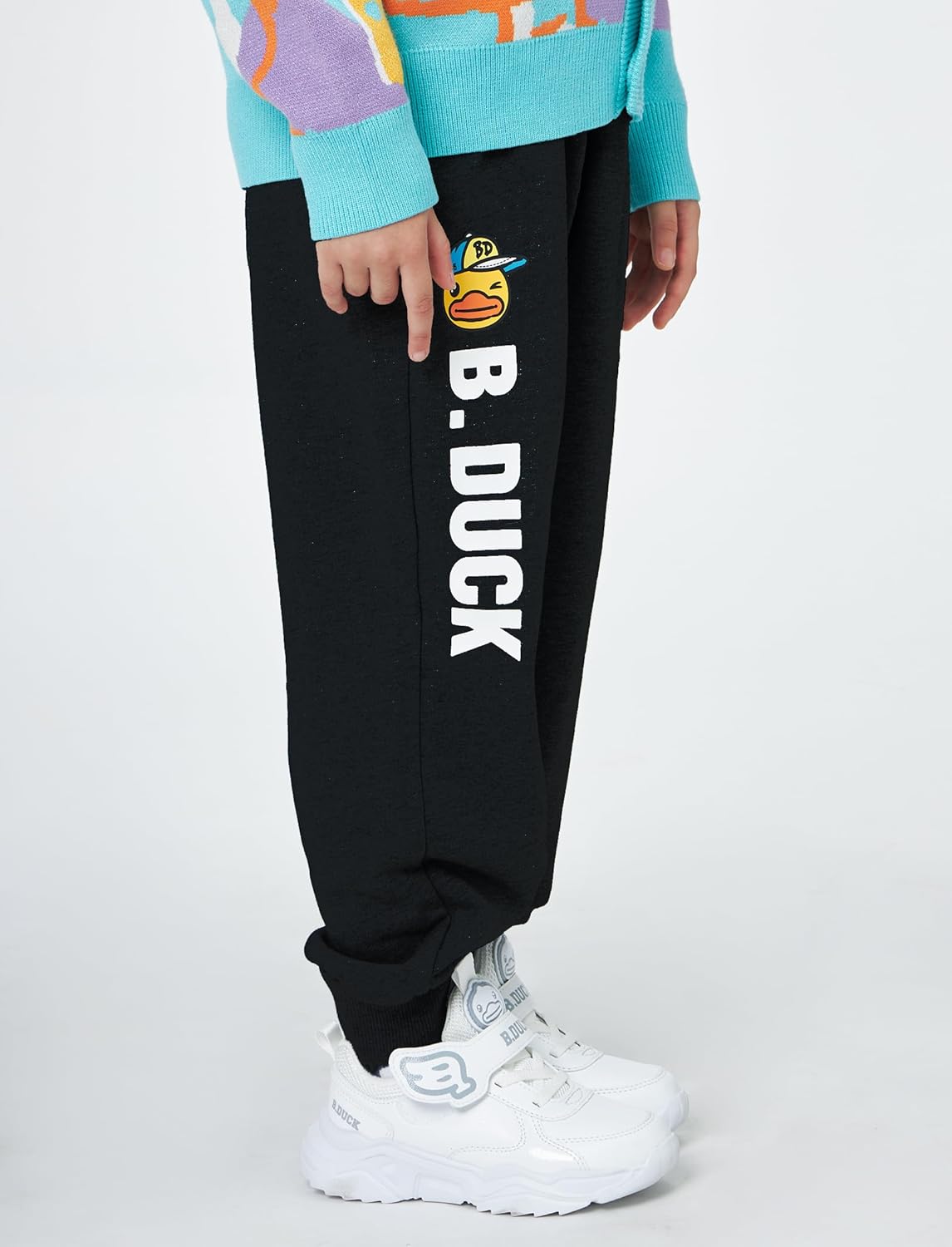 Boys Girls Sweatpants with Pocket Cartoon Duck Athletic Elastic Waist Joggers Pants Toddler to Big Kid 3-12 Years