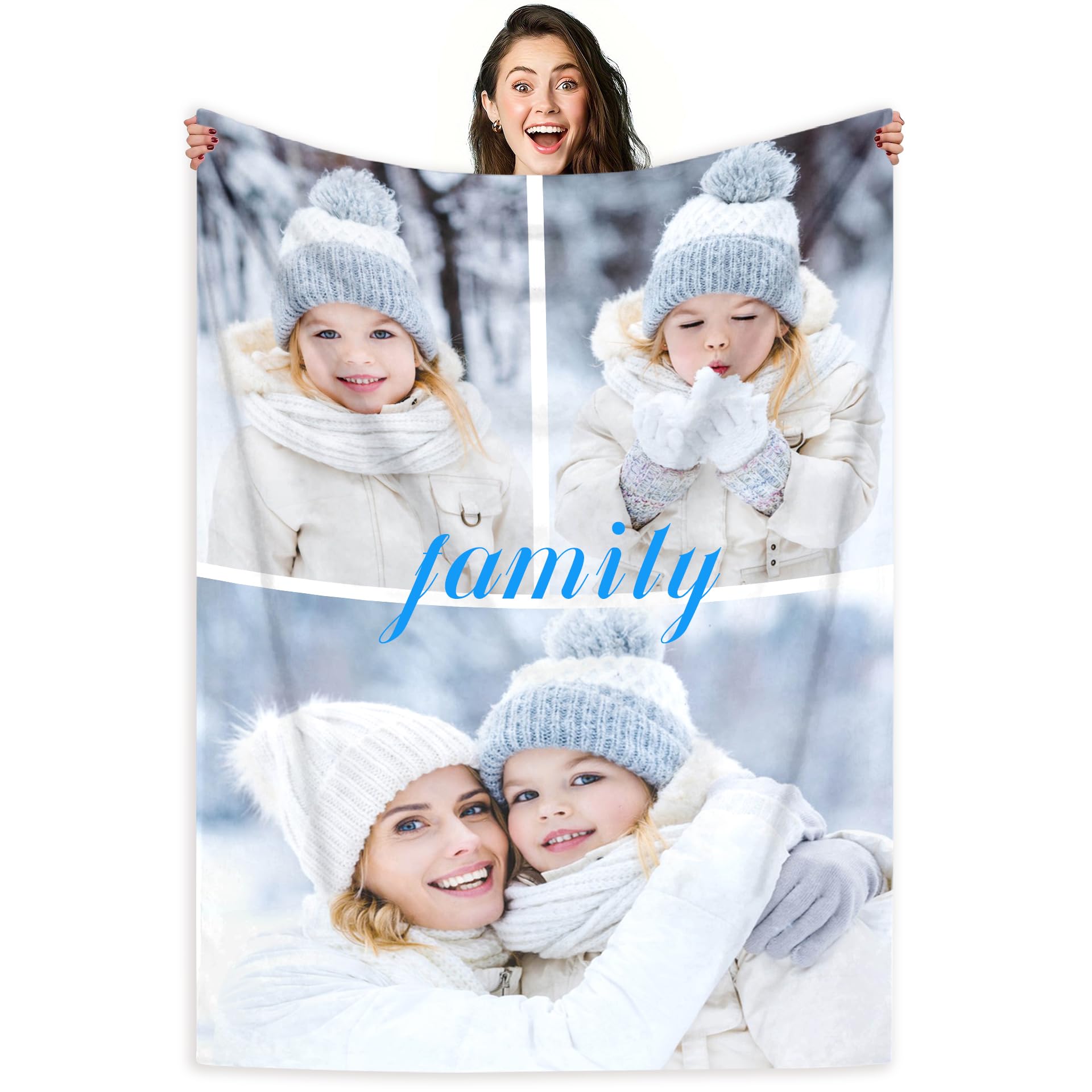 Manta Personalizada Collage Manta con Foto y Texto Personalizada,para Sofá, Dormitorio, Sala de Estar,Personalizada Regalos para Papá, Mamá, Niños, Amigos y Amantes.