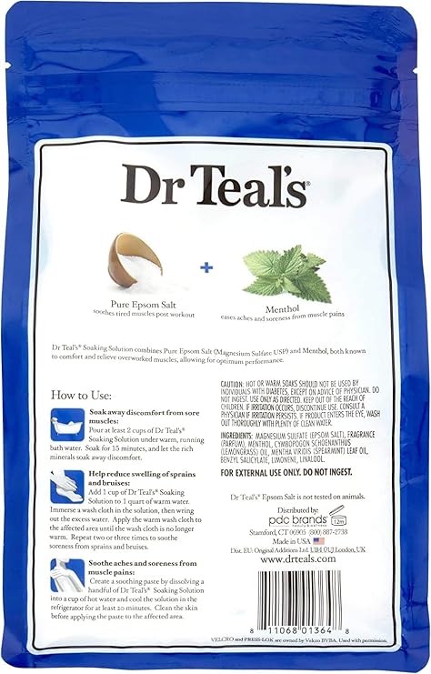 Dr Teal's Pre & Post Workout Bath Soak Gift Set (2 Pack, 3lbs Ea) - 15 Minute Power Soak with Magnesium Sulfate & Menthol - Essential Oils Blended with Pure Epsom Salt Eases Aches & Speeds Up Recovery