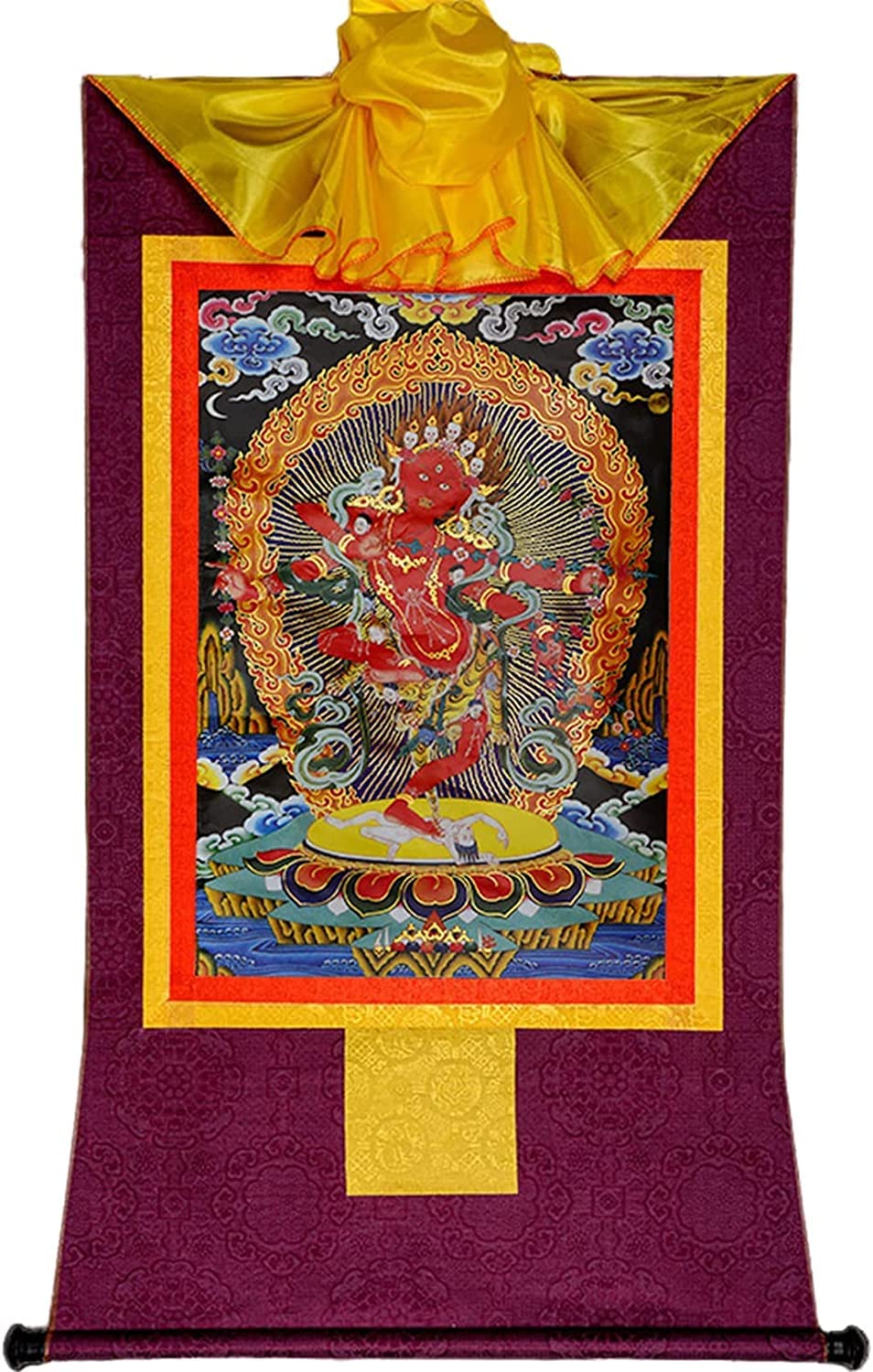Tibetisch,Gemälde Wandkunst, Kurukullā Tibetanfor Wohnzimmerdekoration, handgefertigter buddhistischer Thangka-Brokat for Heimdekoration, Meditation (Farbe: Blau, Größe: M) (Farbe: Blau, Größe: M (Co