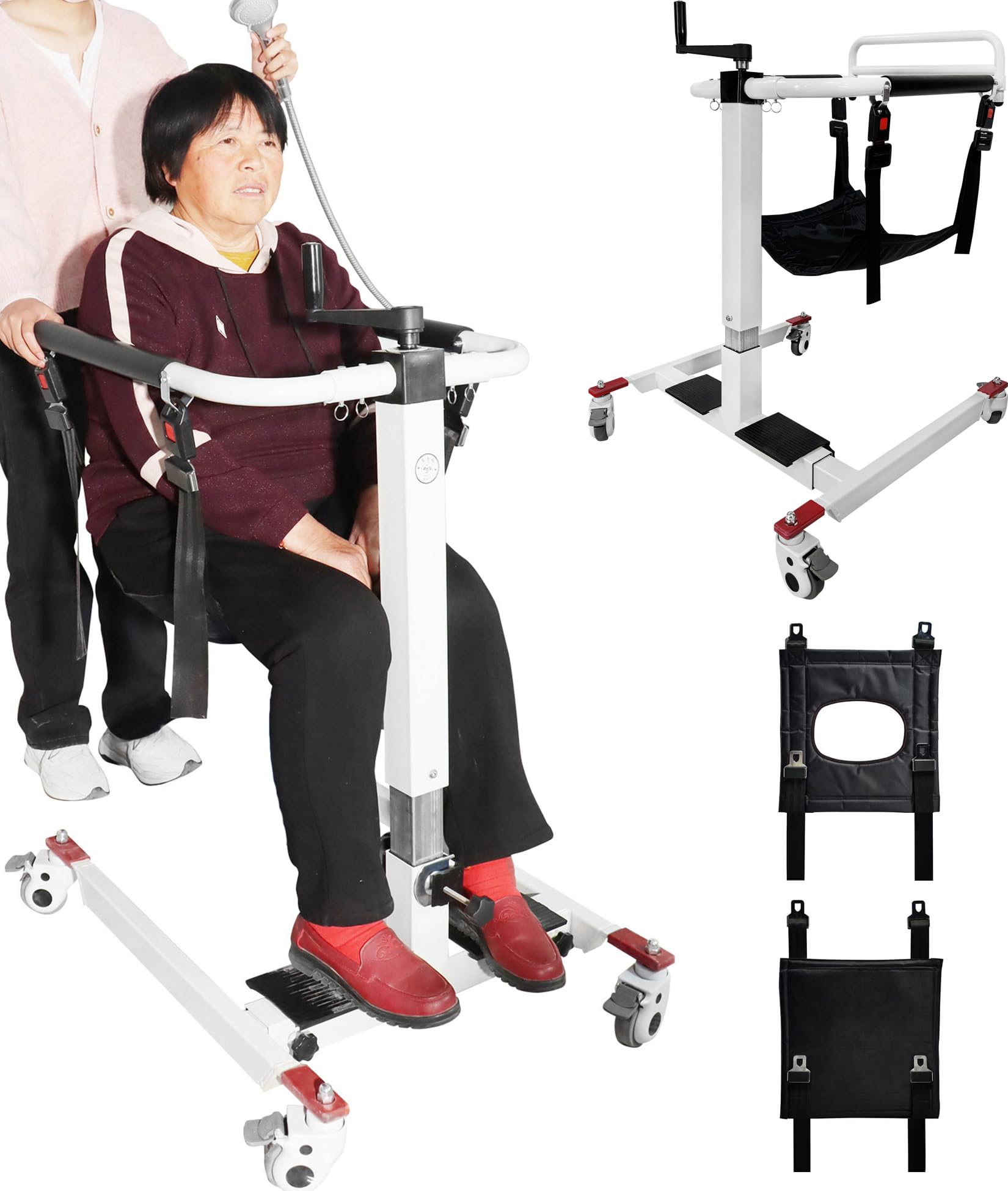 Silla Elevadora Portátil para Traslado de Pacientes, Plegable para el Hogar, Silla de Ruedas para Coche, Silla Elevadora para Traslado, Altura/Anchura Ajustables (sin Cuña)
