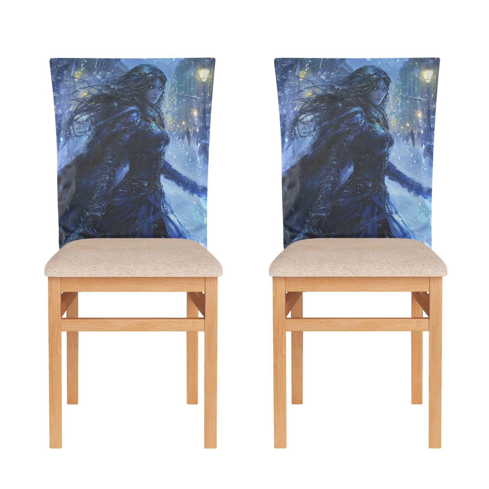 Juego de 2 fundas para sillas de comedor retro, fundas de silla para dormitorio, silla de escritorio, fundas extraĆbles lavables a mĆ”quina, fundas para sillas de invierno para niƱa