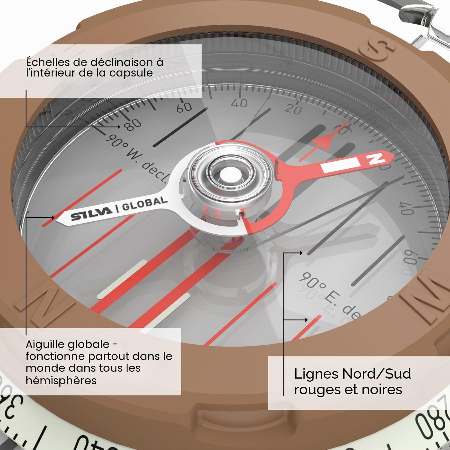 Silva Expedition 360 Global Boussole Unisexe, Marron, M
