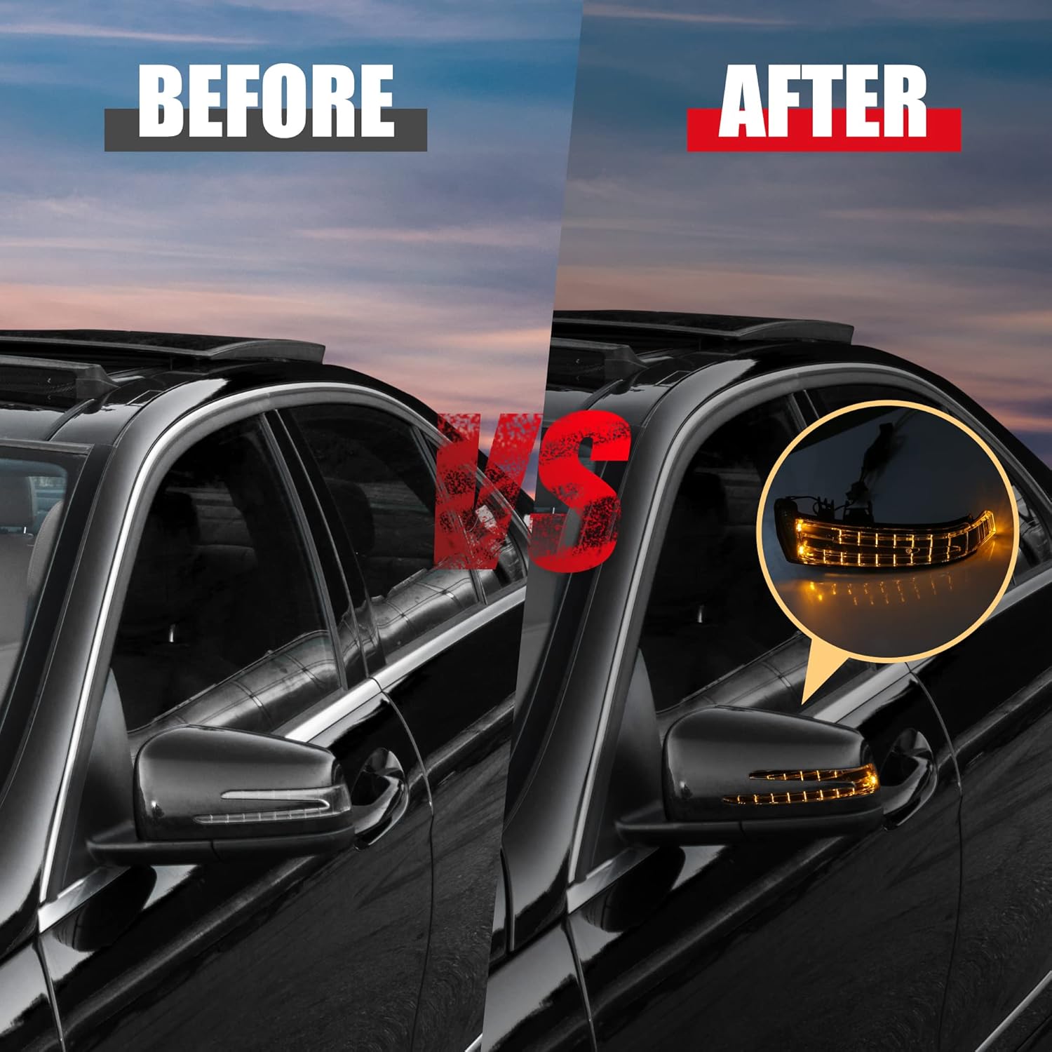 X AUTOHAUX 1 Set Left Right Side Door Mirror Turn Signal Indicator Light for Mercedes Benz W204 C204 W212 OE# A2129067401+A2129067501