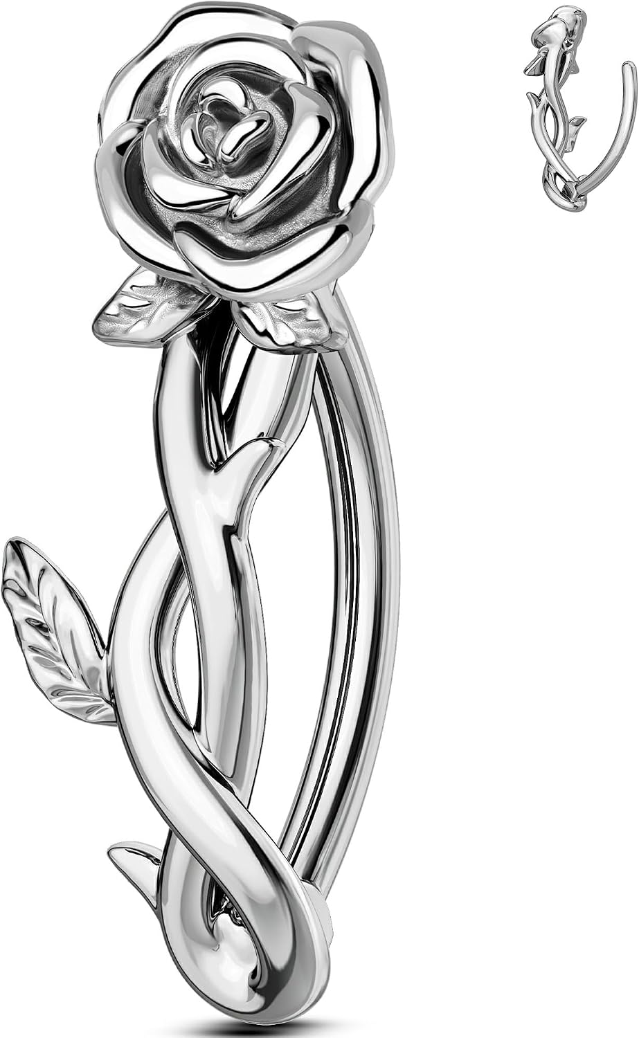 OUFER Hypoallergenic Belly Button Rings, 14g Flower Belly Rings for Women, 316L Surgical Steel Navel Rings, Silver Navel Piercing Jewelry for Women