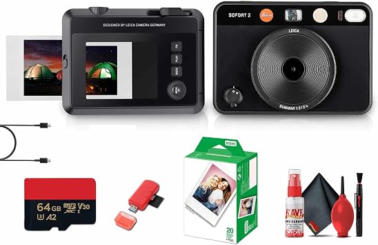 Leica SOFORT 2 Instant Camera 100 Years of Leica Limited Edition, Hybrid Digital & Instant Print, Premium Design + 64GB MicroSD Card + USB Card Reader + Instant Film 2X 10 Pack + More