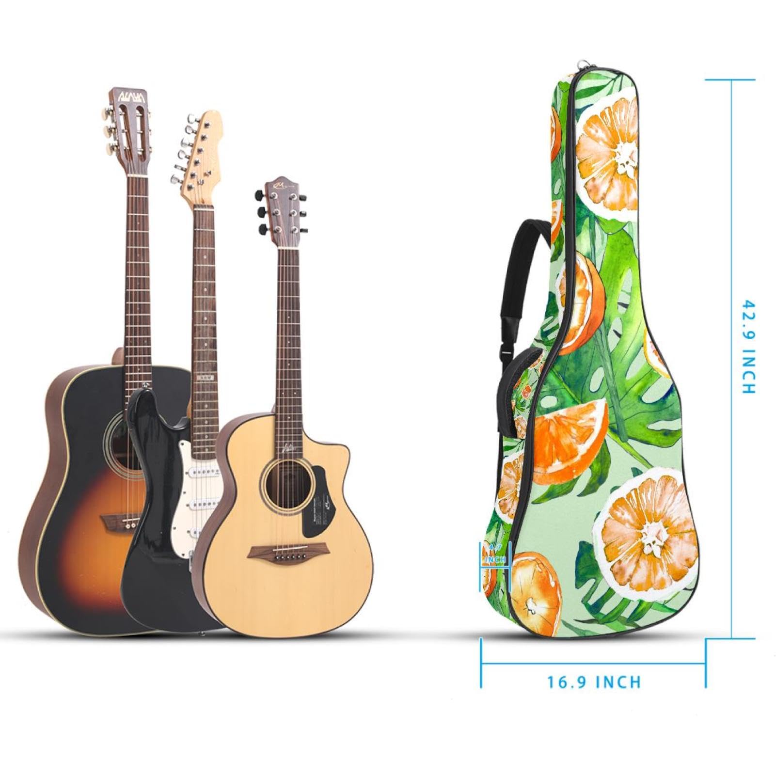 Torba na gitarę akustyczną wodoodporny plecak na gitarę grubo miękko wyściełany mandarynka klasyczna obudowa na gitarę, wielobarwny, 42.9x16.9x4.7 in, Organizer do torby