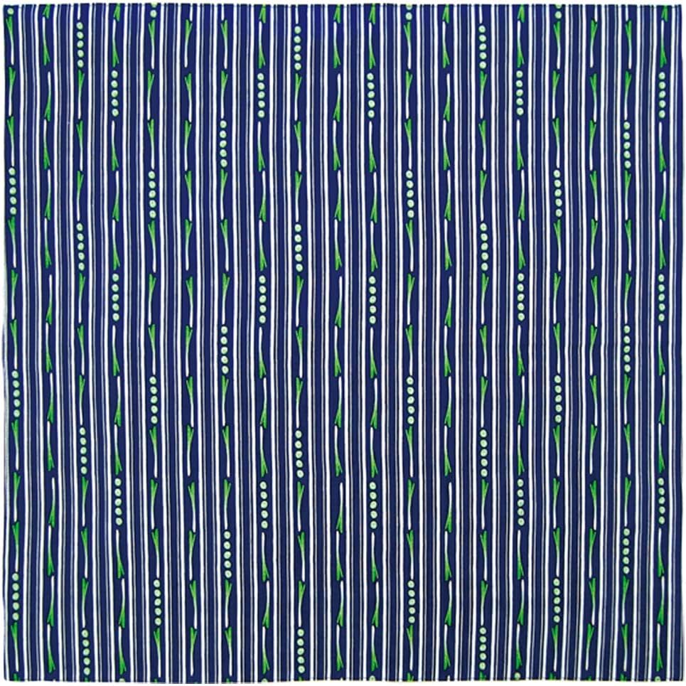 Honjien Furoshiki Traditional Japanese Fabric - Wrapping Cloth - Extra Large 39 x 39 inches, 100% Cotton, Made in Japan: with Cute Motif: Leek Stripe