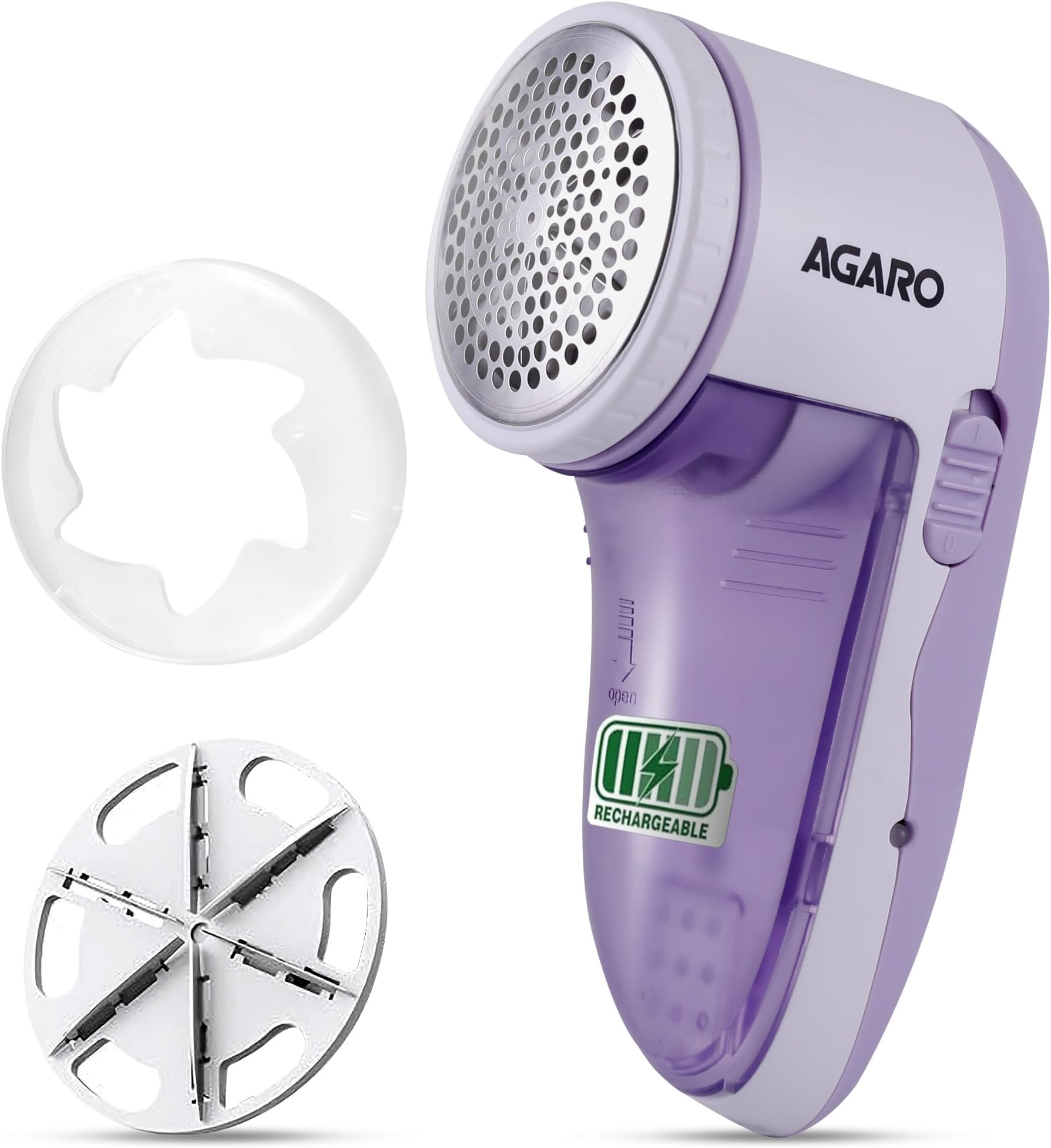 AGARO 2419 Lint Remover, Electric Fabric Shaver, Rechargeable, Stainless Steel Blades, Portable, Multi-Functional Fuzz Remover from Woollen Sweaters, Coat, Blankets, Jackets, Carpets, Burr Remover