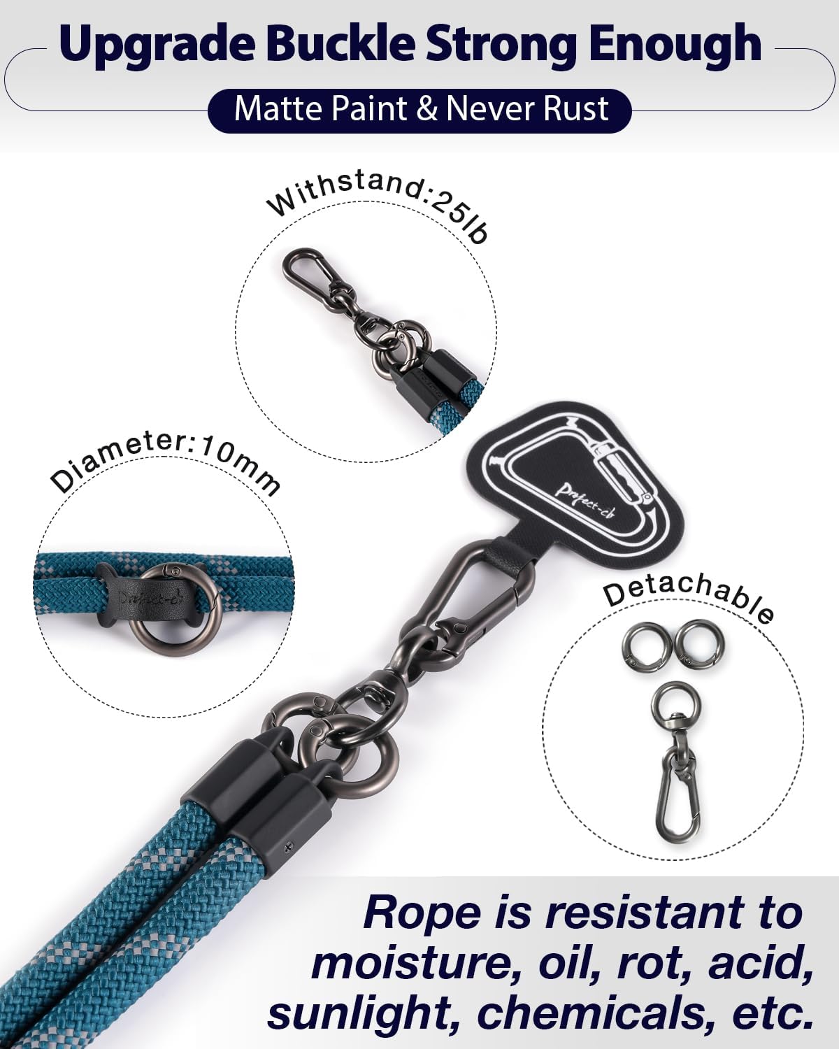 project-cb Cell Phone Lanyard ×1, Tether Tab ×2, Universal Adjustable Phone Strap, Crossbody, Neck Phone Lanyard, Rope Strap - Image 3