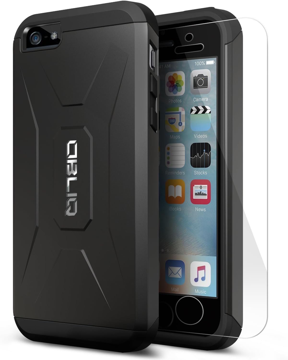 iPhone 5S Case, Obliq [Heavy Duty][Xtreme Pro][Jet Black] w/HD Screen Protector - Premium Slim Fit Dual Layered Hard Tough Protection Case for Apple iPhone 5S & iPhone 5 [Compatible with iPhone SE]
