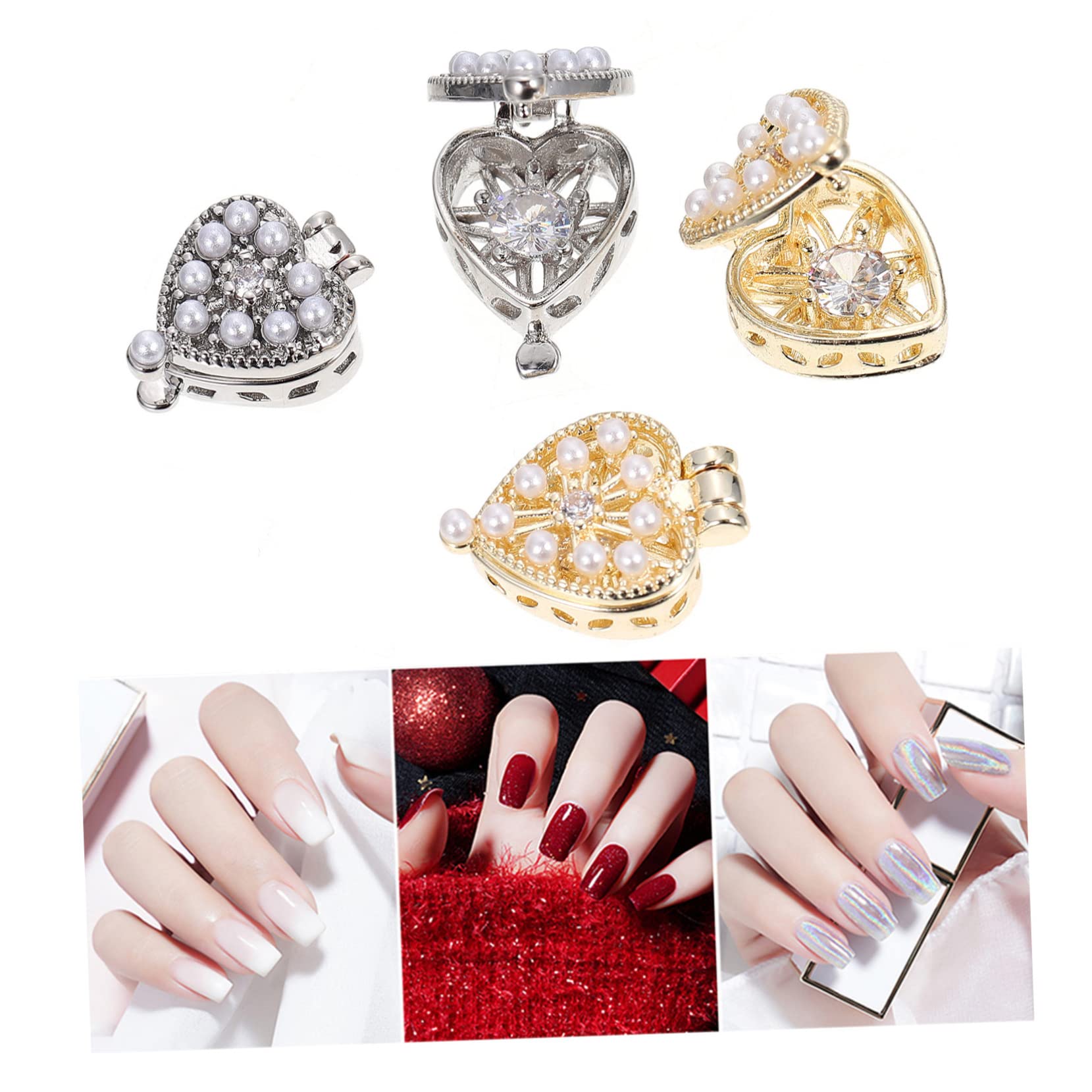4 Pezzi Trapano per Unghie Strass per Unghie Decorazione a Cuore Strass a Cuore Nail Art Cristalli Pietre per Unghie Accessori per Donne Borchie per Nail Art Scatola a cu