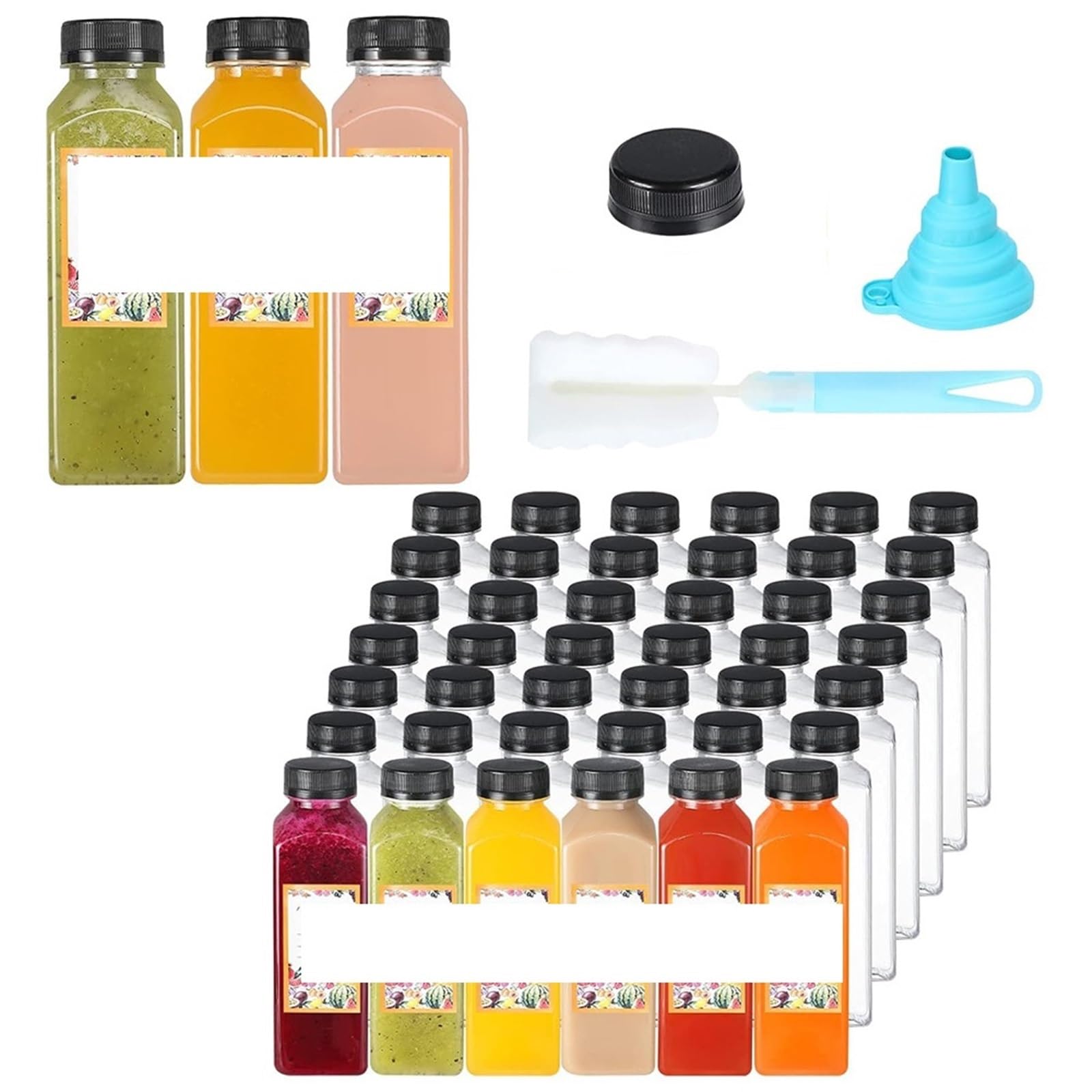 EnxJire Plastic Juice Bottles 24 Pcs Juice Bottles,12oz Plastic Airtight Reusable Clear Empty Water Containers For Juicing Drinking for Kitchen