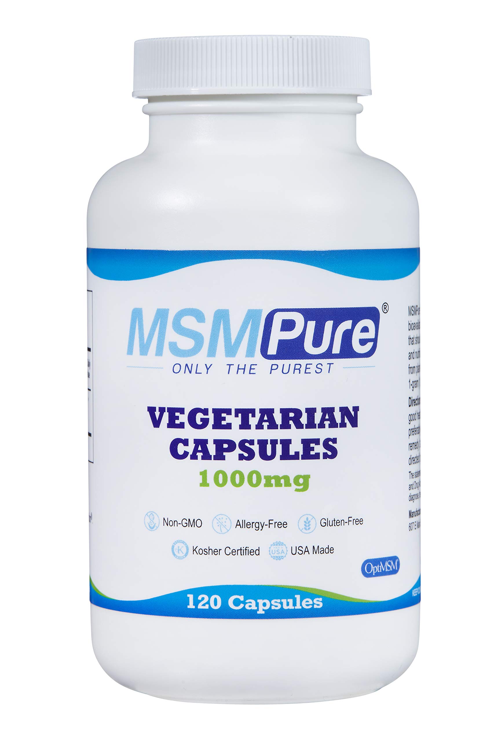KALA HEALTH MSMPure 1000mg MSM Vegetarian Capsules, 120 Count