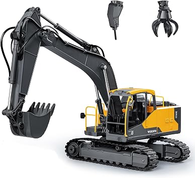 Alloy Version RC Excavator, Radio Controlled, 3 in 1, Excavator, 2.4 GHz Wireless, 22CH Power Shovel, 360° Unlimited, Light & Sound, Miniature, Construction Vehicle, Toy for Boys, Birthday Gift, For