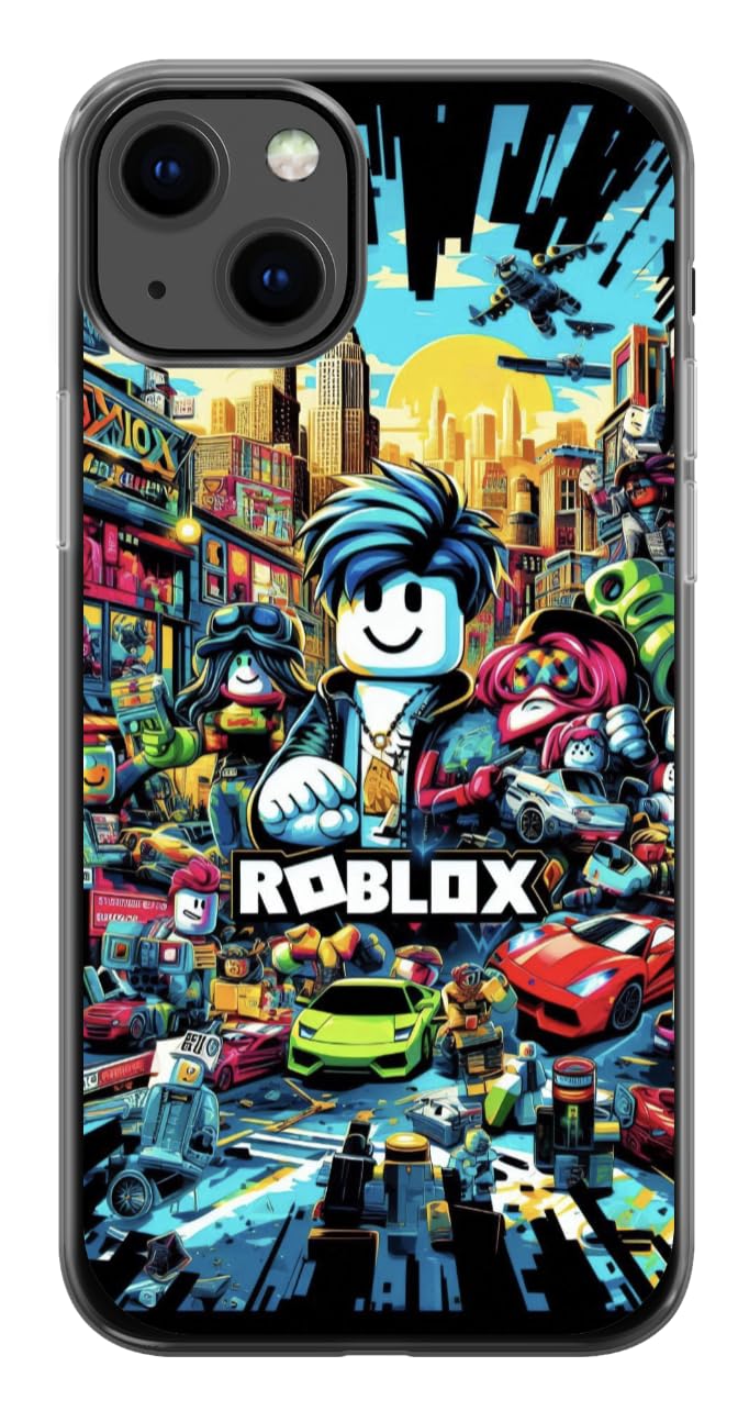 EZB Fun Gaming Thema Ro-blox iPhone-kompatible Handyhülle | Flexible stoßabsorbierende Kanten Buntes einzigartiges Pop-Art-Handycover | Ro-blox-Thema (iPhone 11 Pro) Schwarz