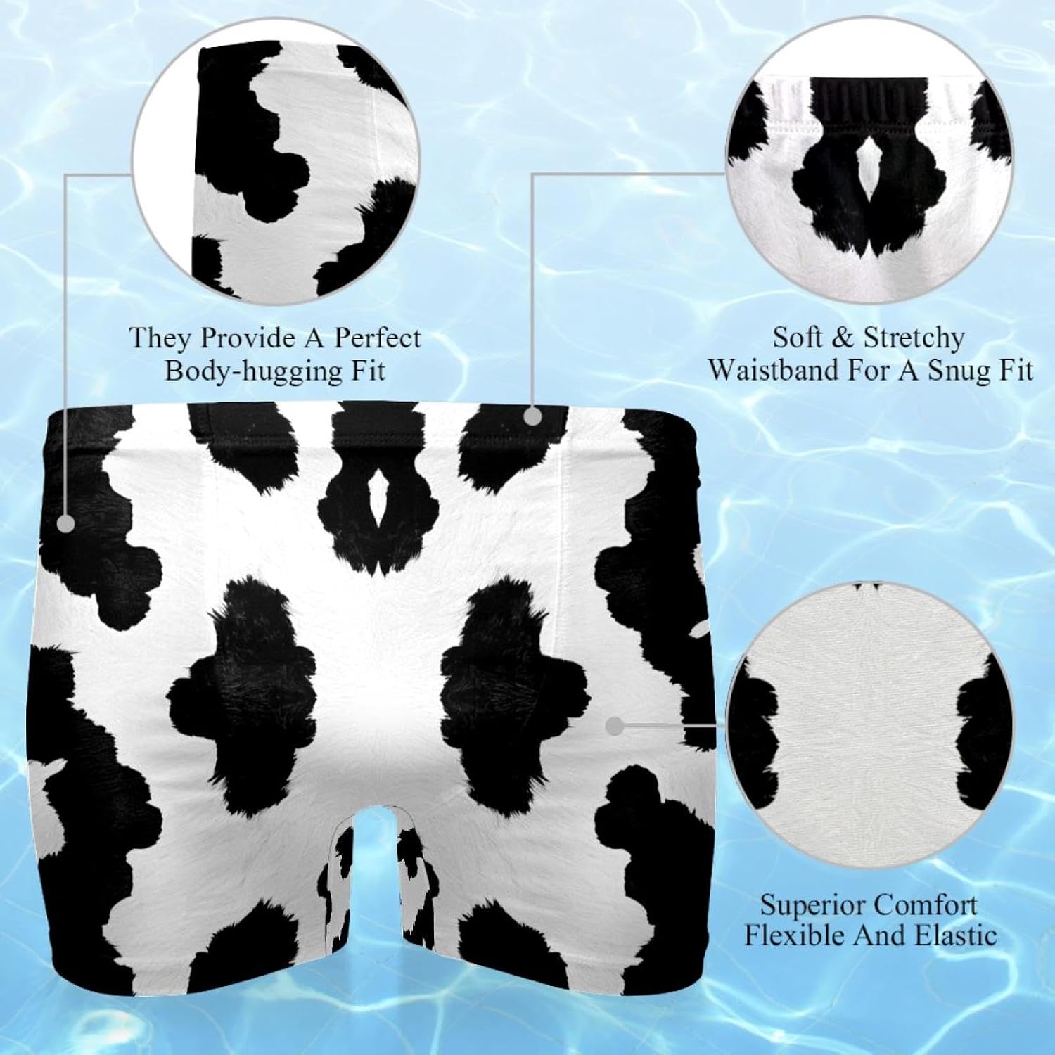 Mens Black and White Leopard Print-1604 Swim Trunks Elastic Waistband Short Mens Bathing Suit, S,