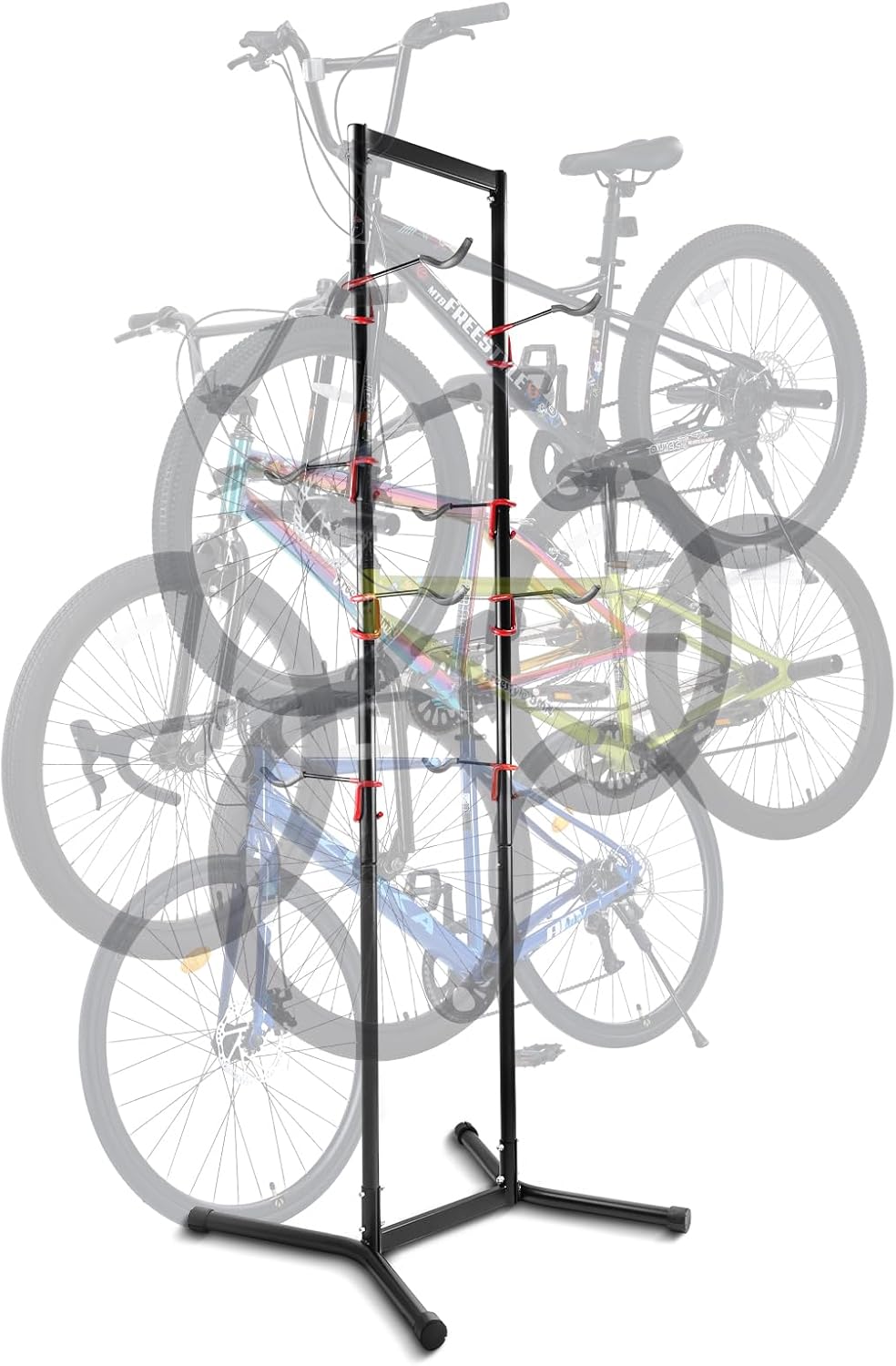 MEGHNA Bike Stand 4 Bike Rack Removable Bicycle Holder for Garage Home Bike Shop Bike Storage Rack Adjustable Height Hanger Floor Bike Parking Stable Base for Mountain Bike Road Bike