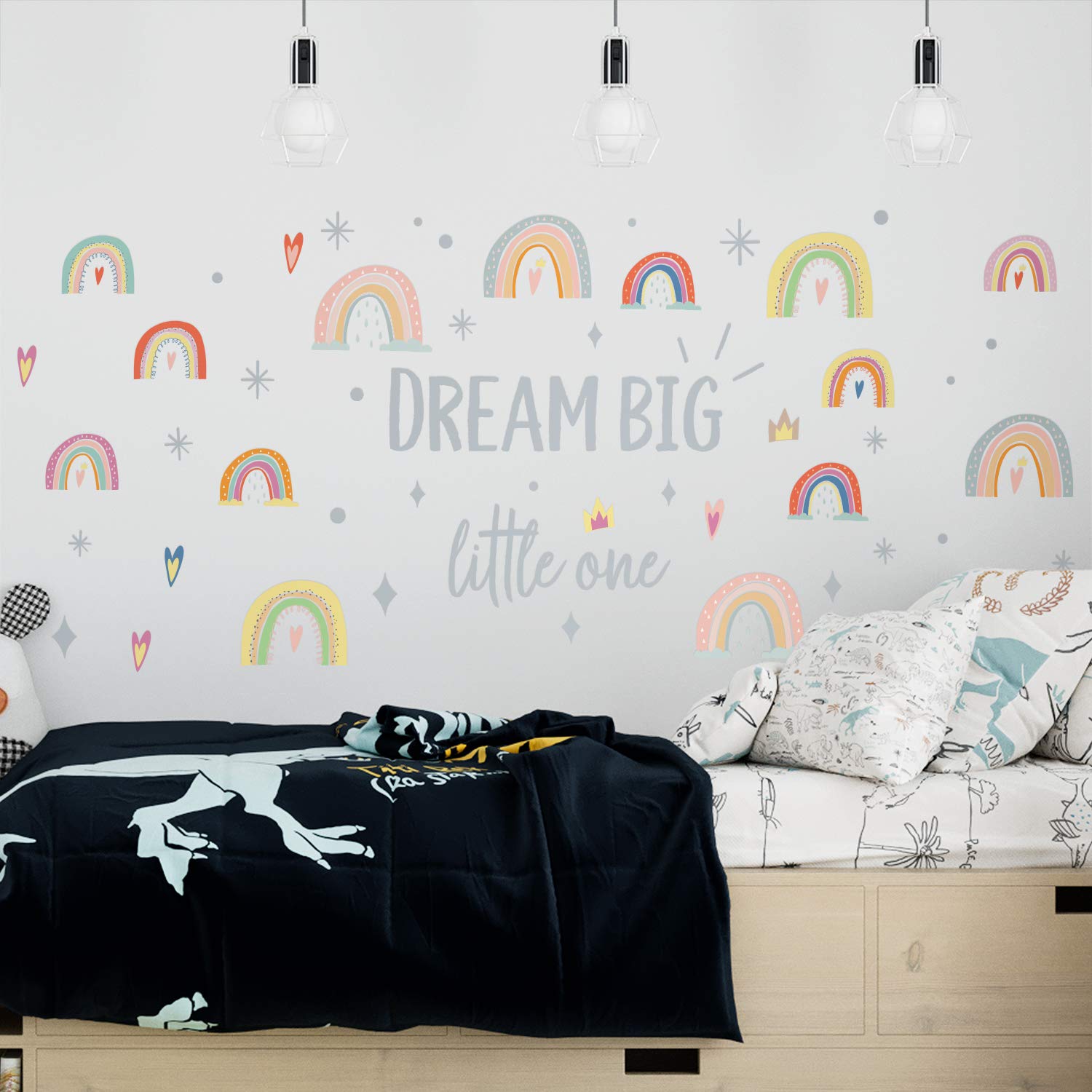 WALPLUS Colorful Rainbow Wall Stickers for Nursery Kids Room Decor, Removable Vinyl Decals, DIY Baby Girl & Boy Bedroom Art, 45x45 - Image 3