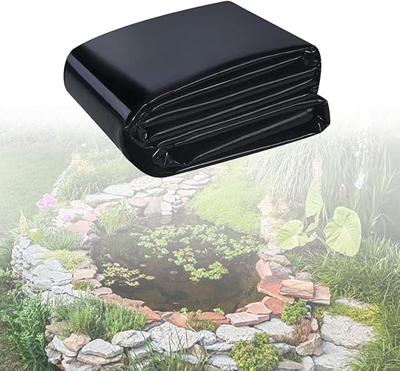 Image Fish Pond Liners for Backyard 2x3m (6.5x10ft) 4x8m (13x26ft) 6x8m (20x26ft) 6x20m (20x65.5ft), KOI/Fish Pond Liners for Outdoor Pond, HDPE Pond Lining for Duck, Turtle, Garden Water Landscape ( Color