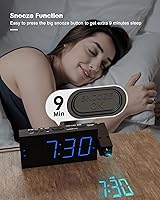 Vista 7 de OnLyee Reloj despertador de proyección para dormitorio, LED digital en techo y pared con carga USB para teléfono, respaldo de batería, proyector