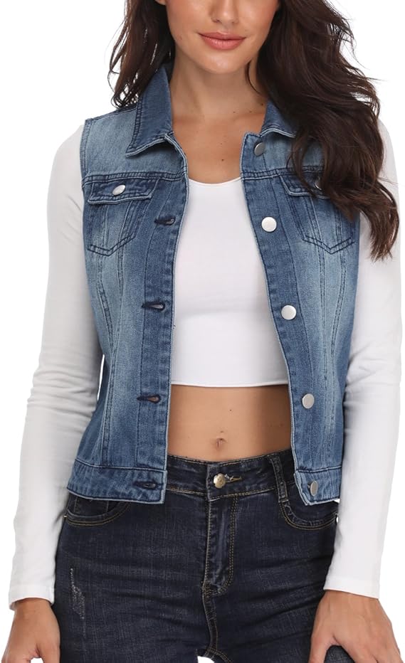 cropped denim vest