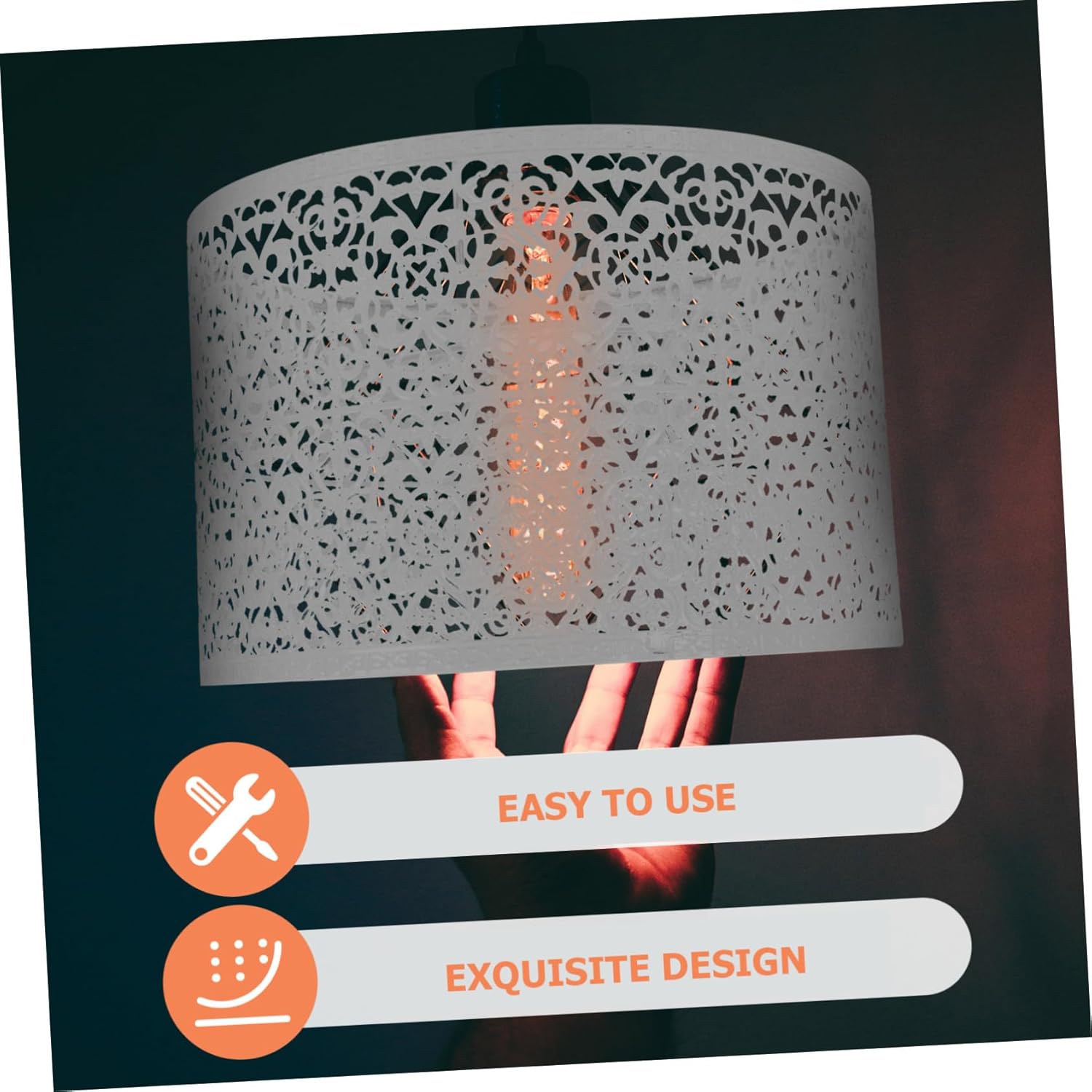 Mikikit 1pc Hollow Lampshade Chic Carved Design Table Light Shade for Home Compatible Stylish and Eye-caring Lighting