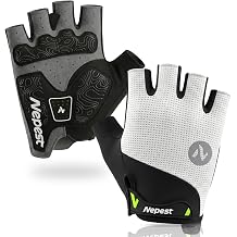 Nepest Road Cycling Gloves Gel Padded Absorbing Fingerless Breathable | Moisture-Wicking, Stretchy, Pull Tabs, Anti-Slip Grip, Adjustable Wrist Closure, Reflective, Gravel, MTB