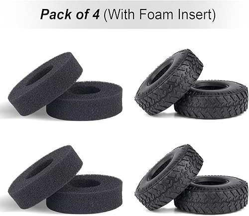 Miniatura 24 de HobbyPark Neumáticos de goma suave SCX24 1.0 Rock Crawler para 1/18 TRX4M Axial SCX24 Gladiator Bronco C10 JLU Deadbolt B17 Betty 1/18 1/24 RC