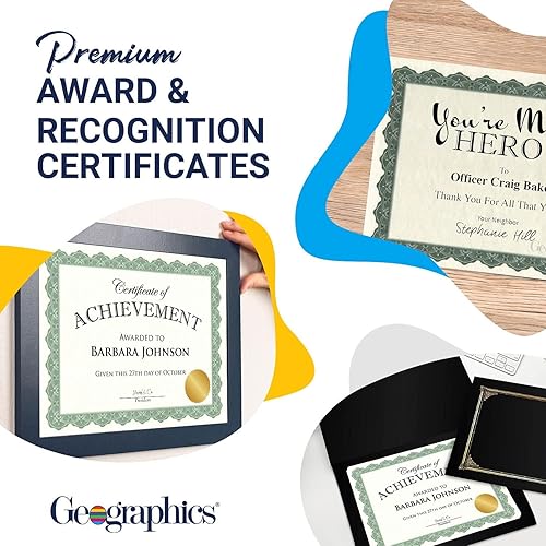 Vista 15 de Geographics Optima Gold - Papel de certificado de premio en blanco con sellos de lámina dorada, 8.5 x 11 pulgadas, sello de 1.75 pulgadas