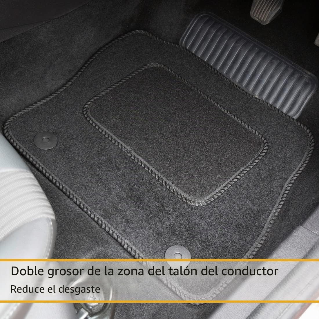 Alfombrillas a medida para Hyundai Tucson 2021-2025 HÍBRIDO, juego de 4 alfombrillas, negro con borde negro y 2 clips de seguridad