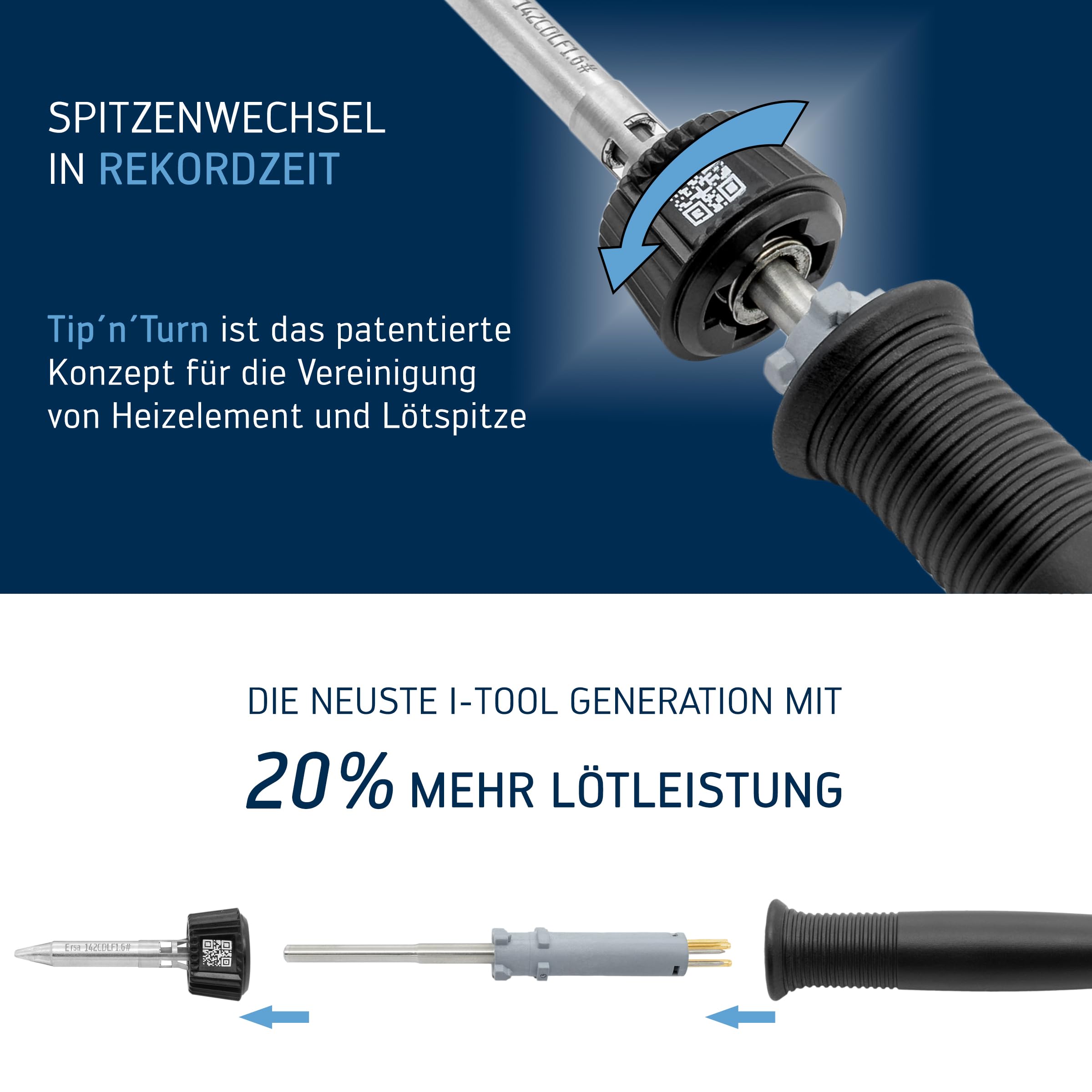 ERSA A100 80 WATT digitale Lötstation 150-480°C mit ergonomischen Lötkolben & TIP´N´TURN Lötspitzen-System mit Auto-Standby