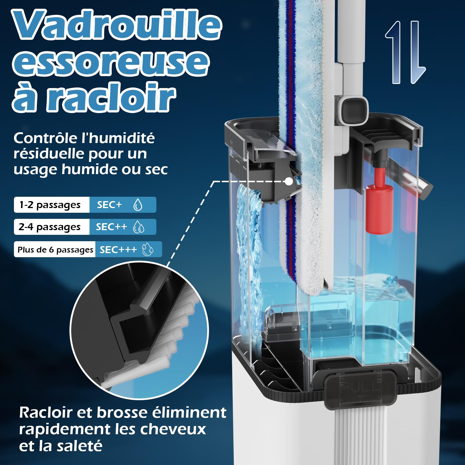 Masthome Balai Serpillère Plate Double Réservoir Eau Propre et Sale