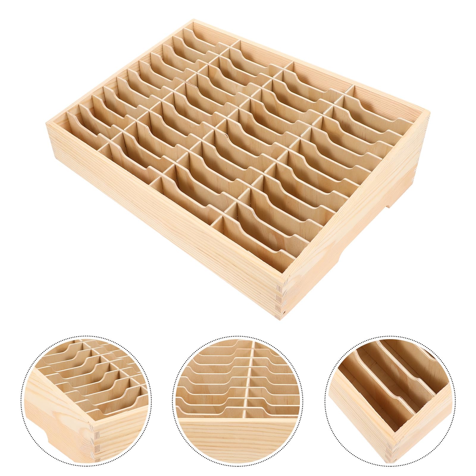 Soporte de Madera Maciza para Teléfono Móvil de Mesa Múltiples Compartimentos, Caja Organizadora para 48 Teléfonos, Organizador para Aula y Oficina, Almacenamiento Seguro