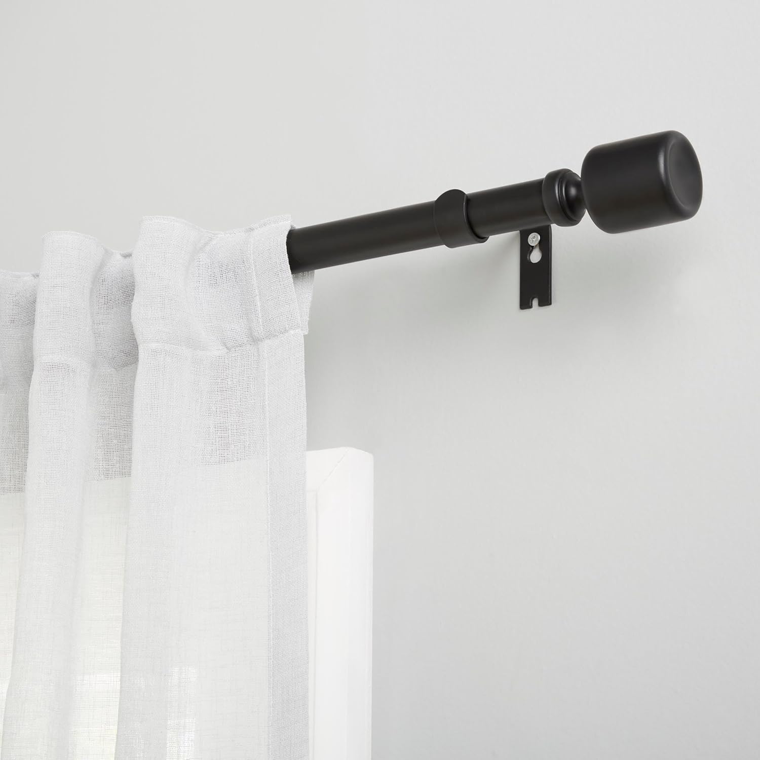 EXCLUSIVE HOME Rino 1" Window Curtain Rod and Finial Set, Adjustable 36"-72", Matte Black