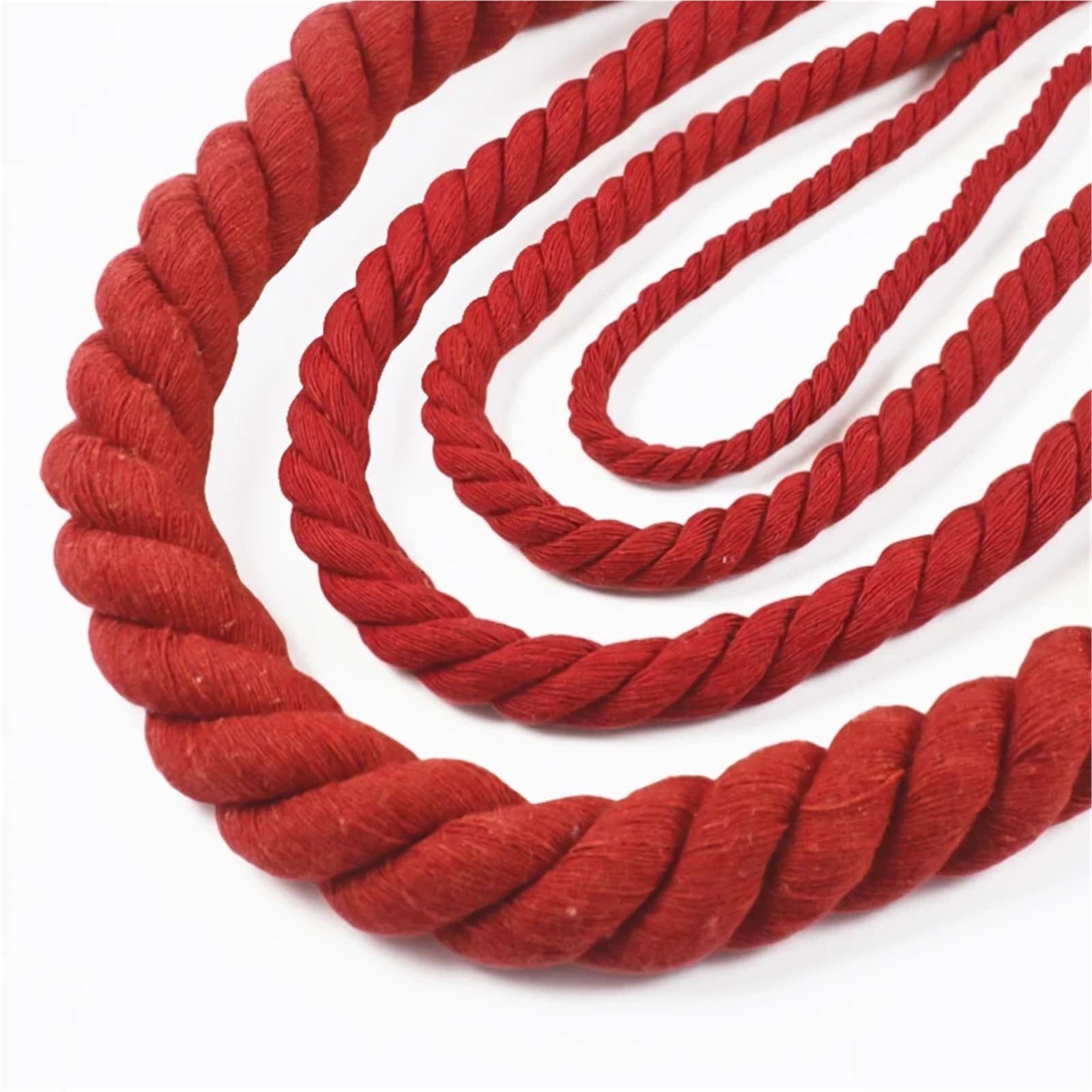 Cordón de macramé de algodón | Rojo 5-20mm 4-10M Algodón trenzado trenzado: Coser cordón de macramé for bricolaje(Red-20mm,10Meters)