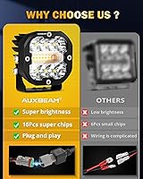 Vista 6 de Auxbeam Paquete de módulos LED de color ámbar blanco de 3 pulgadas con cubiertas de luz negra, 6 modos de luces estroboscópicas de doble