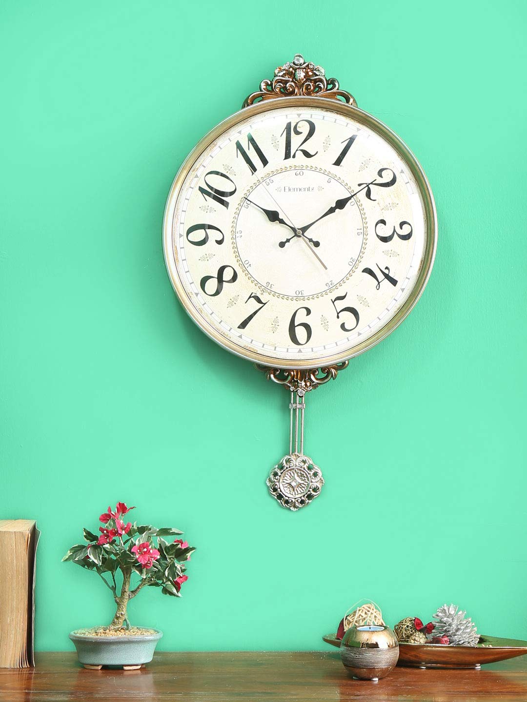 Buy home by Nilkamal Pendulum Wall Clock (Gold) Online at Low Prices