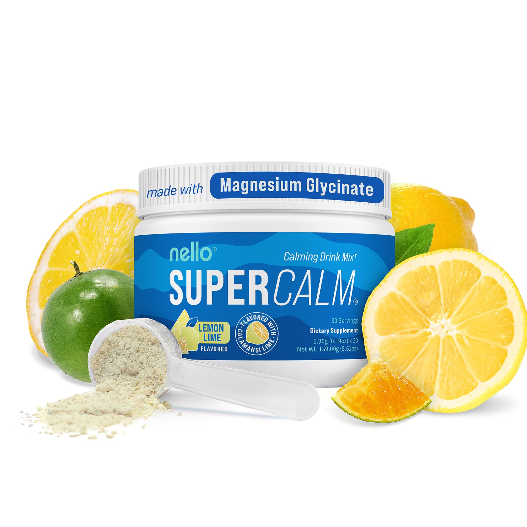 Nello Supercalm Powdered Drink Mix Tub, Cortisol Reducer* and Sleep Aid Supplement, L Theanine, Ksm-66 Ashwagandha, Magnesium Glycinate, Vitamin D 3, No Sugar, Non GMO, On The Go, 30 Ct, Blue Coconut — Amazon image 10
